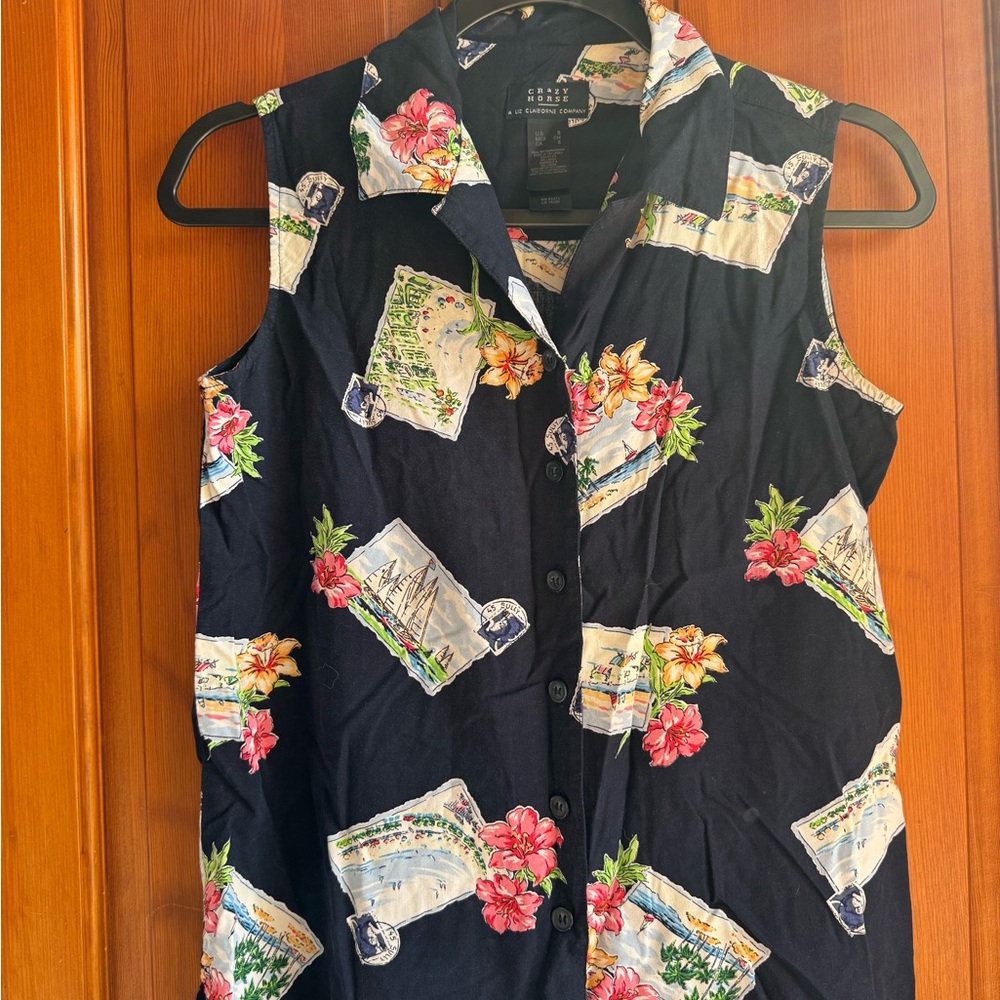 Liz Claiborne Crazy Horse Colorful Print Blouse